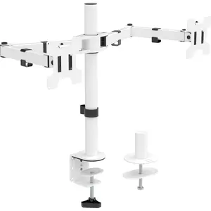 Mount Stand Fits 2 Screens up to 27 inch, 22 lbs. Weight Capacity per Arm (M002-W), White