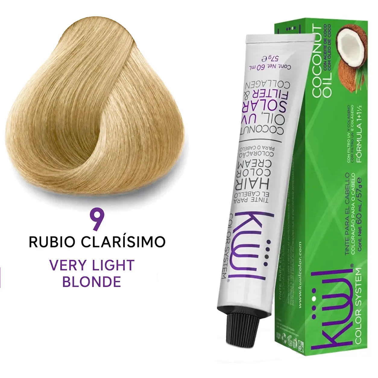 Kuul Color System [ 9 ] Rubio Clarisimo | Very Light Blonde | Tinte Para El Cabello | Permanent Hair Dye | 3.04 fl oz / 90 ml