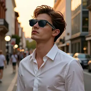 Ai Smart Glasses with 8mp Camera, LED Flash, Ai Voice Assistant, Bluetooth-compatible, Music Playback, Lightweight 40g, Multilingual Translation