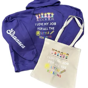Little Reasons Canvas Tote Bag & Hoodie Set with Custom Name Personalization for Teachers and Professionals
