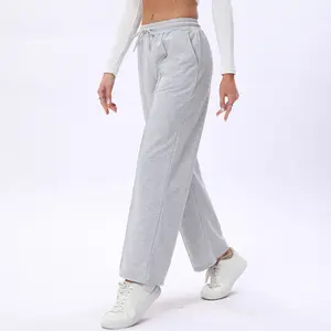 Women's Wide Leg Sweatpants Casual Loose Solid Color Pants Comfy Lounge Joggers Baggy Sweatpants Pockets Springfresh