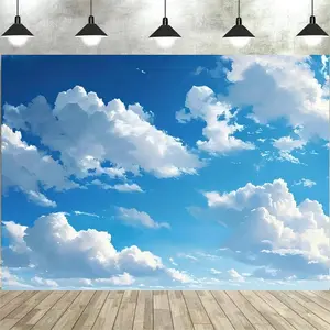 Sky Theme Party Banner, Decorative Banner, Sky Clouds Pattern Backdrop, Photo Background Cloth, Photo Backdrops, Indoor & Outdoor Background Decoration for Home Party, Ornaments