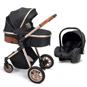 (without base)3 In 1 Luxury Pram High Landscape Baby Stroller Folding Pushchair Vista Stroller With Reversible Stroller Seat