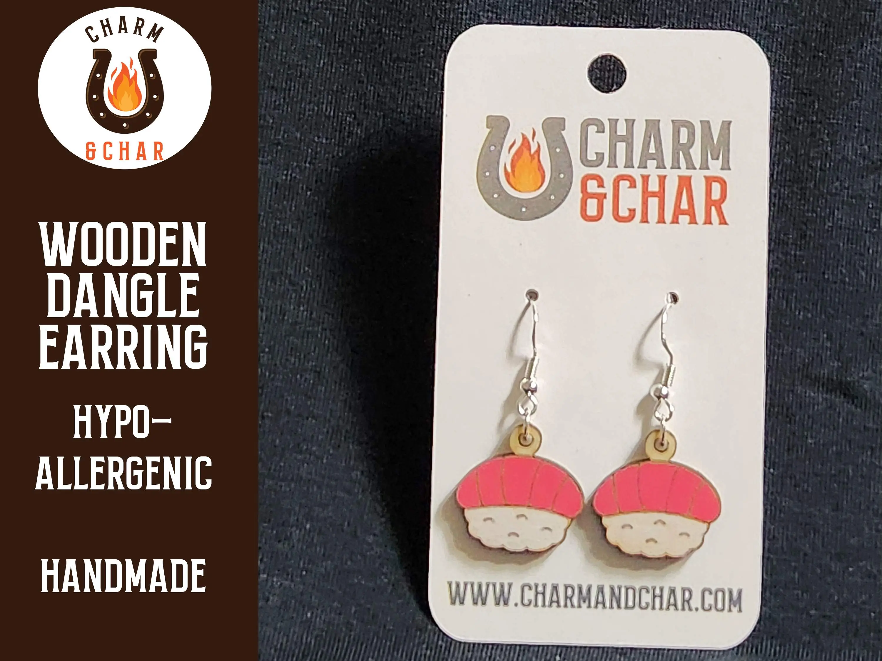 Sushi Wood Dangle Earrings - Lifestyle Fashion Earring