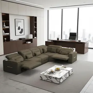 Modern 122.05" 5-Piece L-Shaped Sofa with Bluetooth Speaker, USB Port, Storage, Adjustable Headrest, Adjustable Arms, 330 lbs Capacity for Living Room, Office Living Space