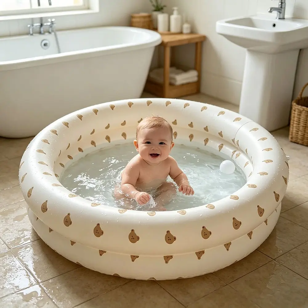 Two-Ring Inflatable Water Pool, Blow Up Pool, Baby Swimming Pool, Kiddie Pools, Toddler Swimming Pool, Bath Tub, Playful Splash Game Pool, Easy to Carry, Swimming Pool Portable, Ocean Ball Pool, Round Swimming Pool