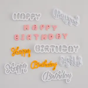 Happy Birthday Cake Decoration Set Letter Cutters Fondant Molds, Cookie Cutter Mold, party cake decor, cupcake topper baking tools, cake decorating supplies flowers cake topper Plastic ,custom diy craft