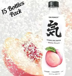 CHI FOREST White Peach Sparkling Seltzer Water - 480ml Low Sugar Hydration Beverage, 15-Pack Sparkling Drinks