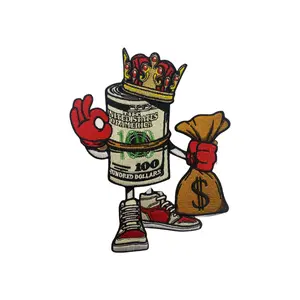 Patch Party Club, (1-pc) "Money Bag King" Bag Secured Patch, Size 6", Iron-on 100% Embroidered Patch; Entrepreneur Gift; Fun Jacket Patch, DIY
