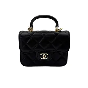 Pre-owned CHANEL Lambskin Mini Bags Black Quilted Mini Top Handle Flap Bag(31***43) LS432
