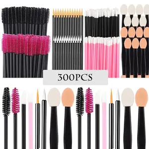 300-Piece Disposable Makeup Brush Set, Includes Eyelash Curler, Lip Brush, Eye Shadow Sponge, Travel-Friendly Storage Box Included