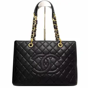 Pre-owned CHANEL Black Caviar GST Grand Shopping Tote Gold Hardware Shoulder Handbag