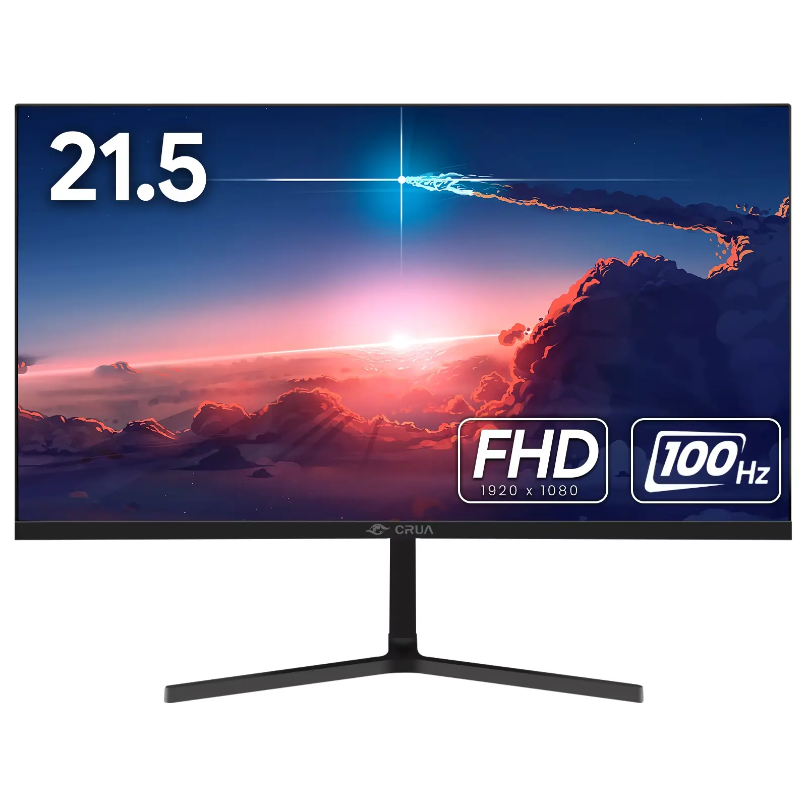CRUA 22-Inch Flat FHD 1080P 100Hz VA Panel Monitor for Gaming, 120% sRGB, Blue Light Filter, Wide Viewing Angle, Sleek Design, Wall Mountable, VGA & HDMI Ports, White - 20-22inches Desktop/Office Use