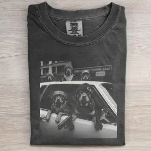 Rottweiler Gang Meme Vintage T-Shirt, Funny Dog Gang Graphic Tee, Retro Streetwear Comfort, Dog Lover Shirt, Funny T-Shirt