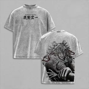 Hot Anime Jujutsu Kaisen Tshirt Kashimo Hajime Printed T-shirt Men's Clothing Y2k Washed T Shirt Short Sleeve Cotton Tees Tops