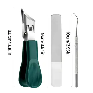 3-Piece Splashproof Beveled Edge Nail Clippers Set, Wide Jaw Slanted Nail Cutter, Wide Jaw Opening Anti-Splash Slanted Nail Clipper, Stainless Steel Curved Nail Clippers Trimmer for Fingernails Toenails
