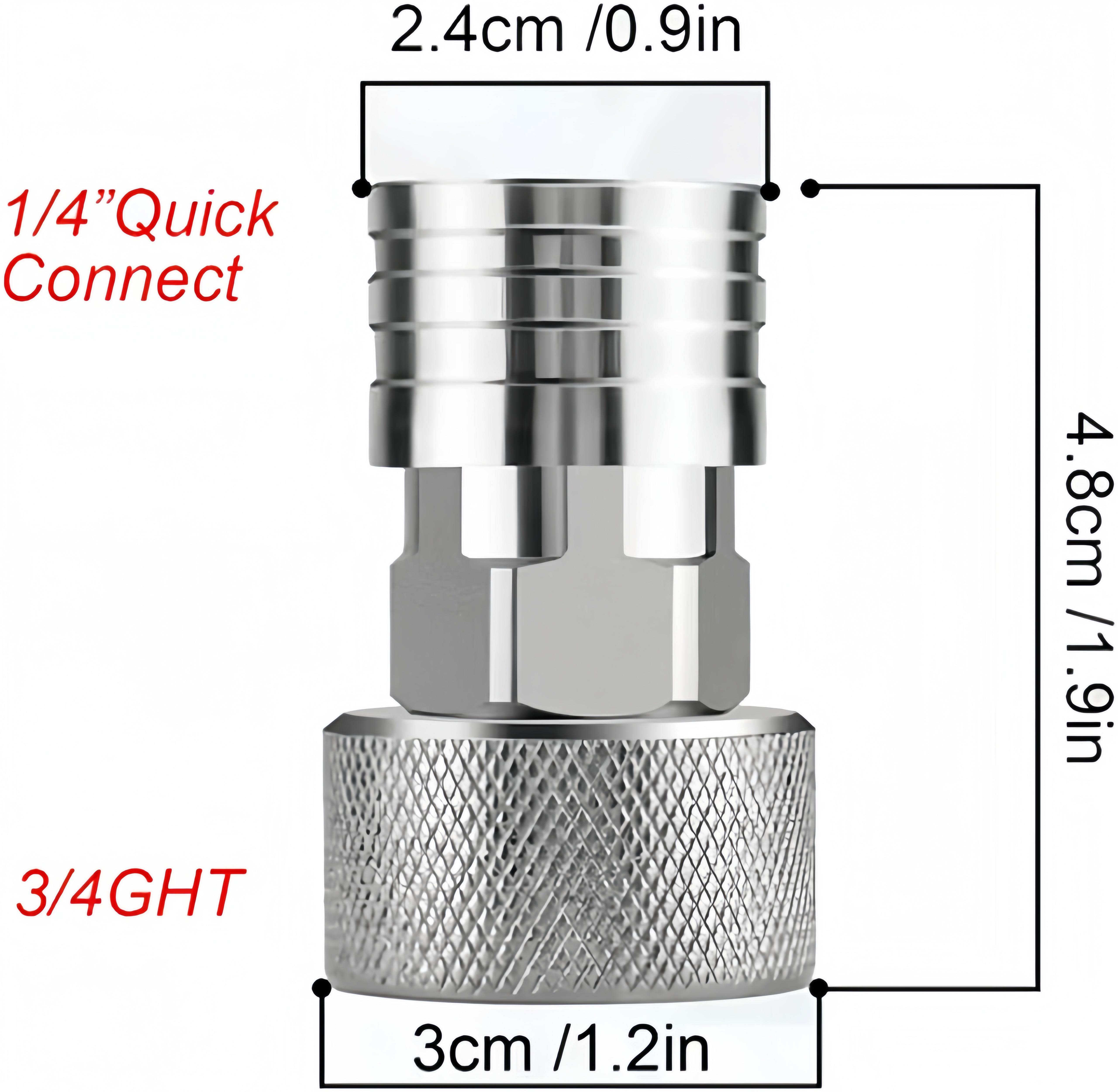 Garden Hose Pressure Washer Adapter Kit, 3/4” GHT to 1/4” Quick Connect, Stainless Steel Heavy Duty, 5 Spray Nozzles Included, Turn Any Hose into High Pressure Cleaner for Car, Patio & Garden