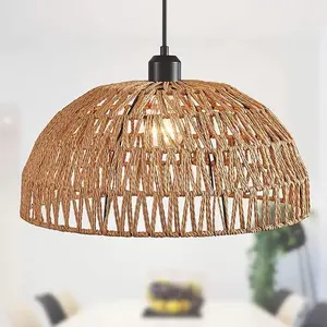 Boho Style Paper Rope Lampshade, 11.8 Inch (approximately 30 Cm), Ideal for Dining Room & Kitchen Island Decor, Rustic Farmhouse Design