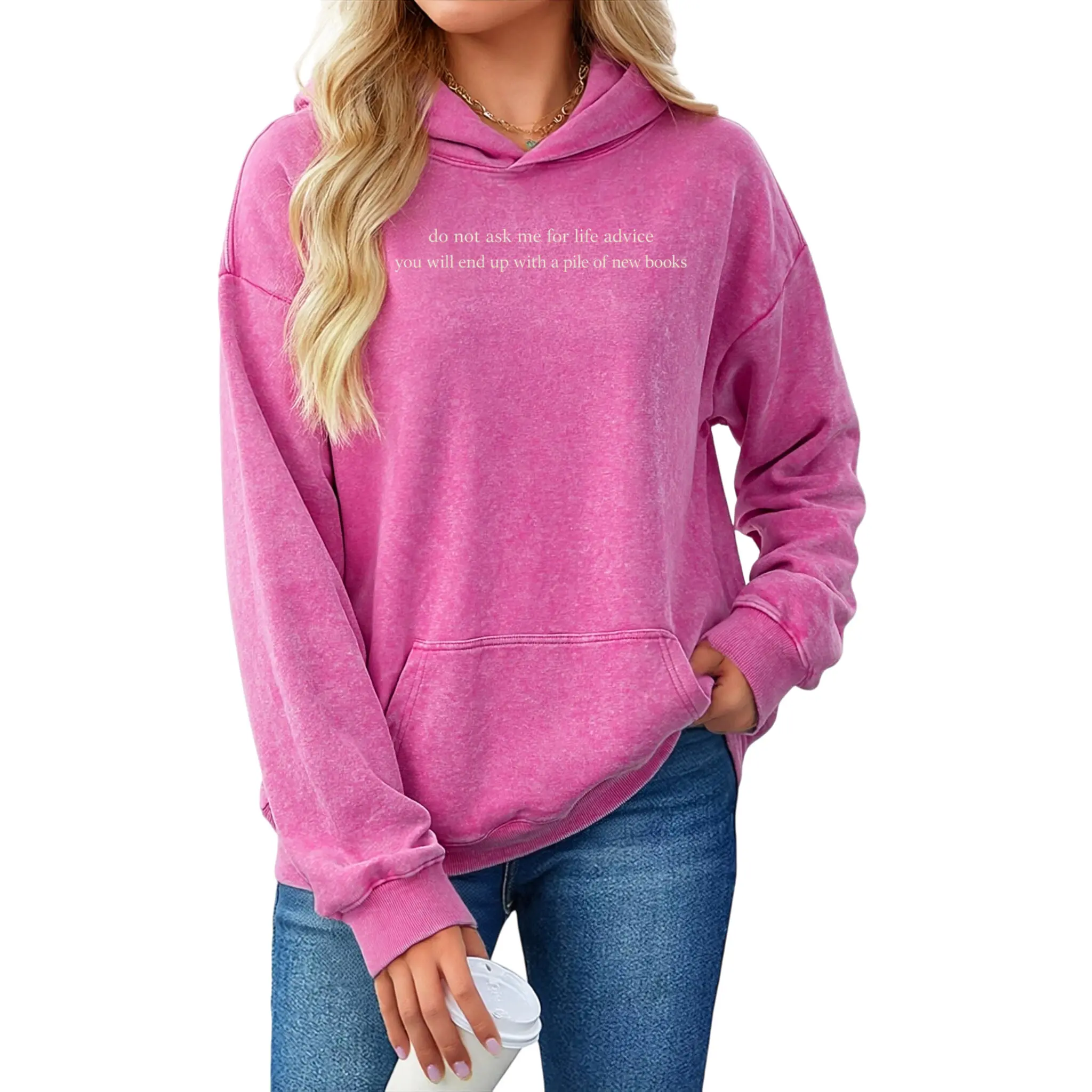 Cozy Washed Hoodie Featuring Inspirational Book Lover Quote – Perfect for Passionate Readers and Book Collectors Boxy Brown