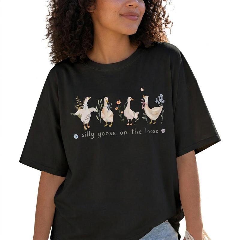 Silly Goose On The Loose Shirt Women Funny Graphic Tee Plus Size