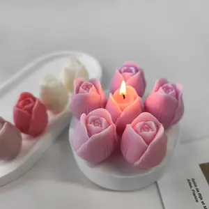 Tulip Candle Mold DIY Flower Diffuser Stone Handmade Soap Cake Decoration Baking Silicone Mold