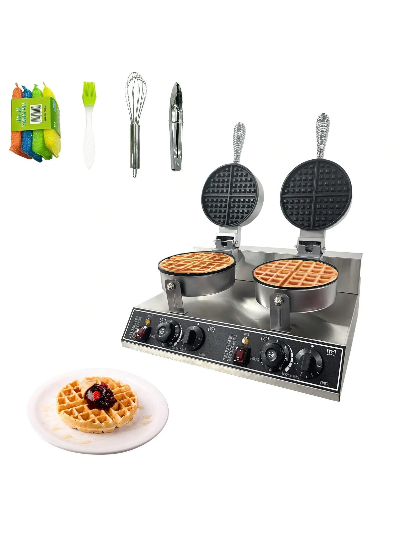 Stainless Steel Waffle Maker - 110V 1800W Commercial Nonstick Mini Dutch Pancake Maker, 50-Piece Capacity, for Home and Restaurants, Waffle Iron