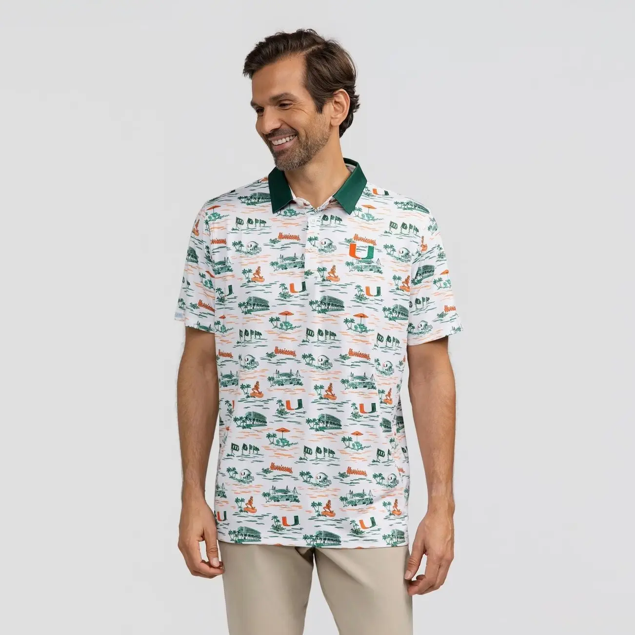 Miami Hurricanes Smith & Quinn Toile Teddy Polo - White