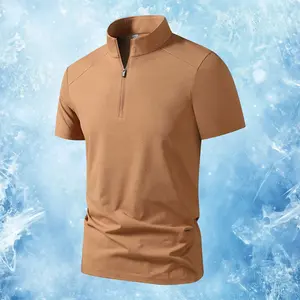 Everyday Essential Men’s Half-Zip Stand Collar T-Shirt, Casual Top with Cool Breathable Fabric, Quarter-Zip Neckline & Raglan Sleeves, Lightweight & Refreshing, for Daily Wear, Errands, Smart Casual Occasions & All-Day Comfort. Menswear Tshirt Plain