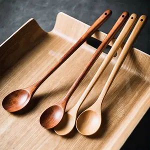 4/6 Piece Long Wooden Cooking Spoons, Durable Stirring Tools, Dishwasher Safe, Ideal for All Pots, Home & Professional Kitchen, Kitchen Utensils Set