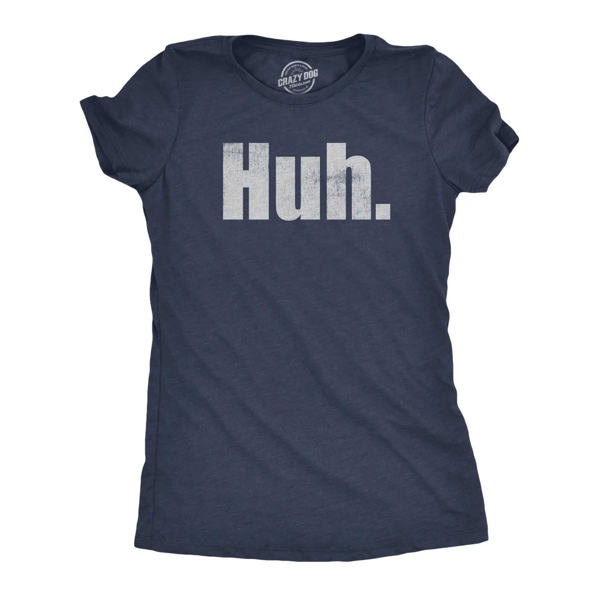 Womens Huh T Shirt Funny Interesting Wondering Weird Joke Tee for Ladies Funny Womens T Shirts Cute Vintage Fashion Casual Ladies T-Shirt Gift Funny Sarcastic Top Women's Novelty Tees Navy - HUH