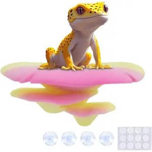 Mushroom Decor for Reptile Tank, Fish Tank, Pet-Safe Bearded Dragon Tank Accessories, Realistic Terrarium Plants for Crested Geckos, Frogs (Rainbow Trio Cap, Randomly Shipped from 3 Styles)