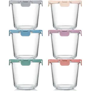 [UPGRADED LID] 6 Sets 3 Cup/24oz Borosilicate Glass Meal Prep Containers with ,  Storage Bowl Jars for Soup Leftover Meal Lunch Oats Fruit Deli Salads - Microwave, Oven, Freezer Safe -