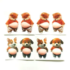 Big belly cute pet dog pinch music decompression sticker fun three-dimensional sticker big belly pinch