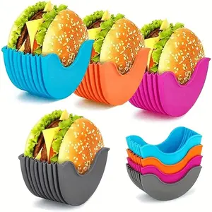 Reusable Expandable Hamburger Rack, 4 Counts/set Silicone Hamburger Holder, Hamburger Tool Rack, Kitchen Storage Box for Home Dining Room Picnic, Organiser