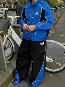 Men's Casual Colorblock Sportswear Set, Athletic Tracksuit Set, Tracksuit Sweat Suits, Streetwear Style, Casual Comfy Sporty, Lightweight Fabric, Spring & Fall Daily Wear, Long Sleeve Jacket and Sweatpants