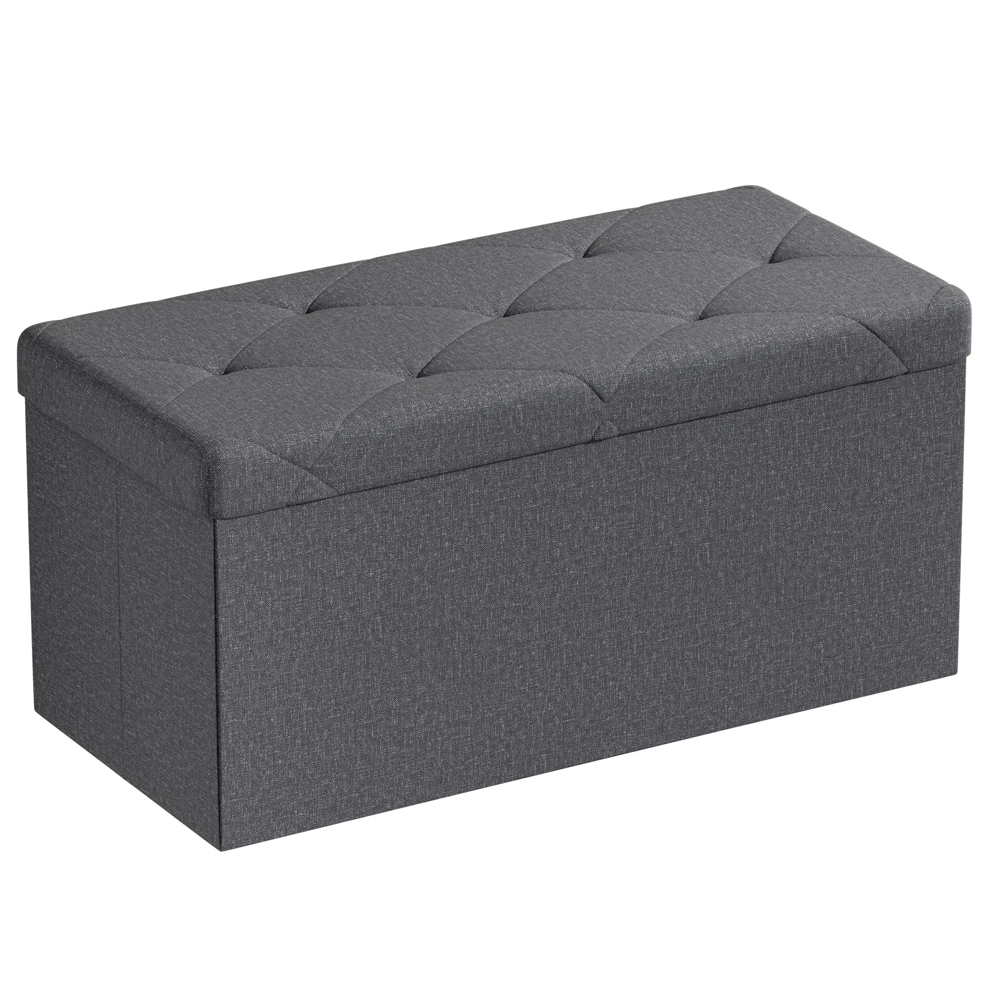 Storage Ottoman Bench, Folding Ottoman Stool, Ottoman with Storage, Storage Chest, End of Bed Bench, Padded Seat, Storage Bench with Seating for Bedroom, Living Room makeup footstool, Foot Rest Stool, Upholstered Storage Ottoman