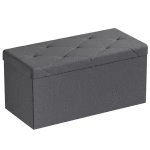 Storage Ottoman Bench, Folding Ottoman Stool, Ottoman with Storage, Storage Chest, End of Bed Bench, Padded Seat, Storage Bench with Seating for Bedroom, Living Room makeup footstool, Foot Rest Stool, Upholstered Storage Ottoman