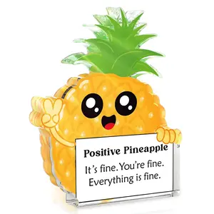 Positive Pineapple Design Desktop Ornament, Cute Pineapple Decorative Sign, Desk Decoration for Home Office, Gift for Mom, Colleague, Friend