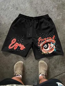 Men's Casual Fashion Shorts, Elastic Waist Drawstring Design, Side Pockets, Graphic Pattern, All-Season Wear, Perfect Gift for Boyfriend