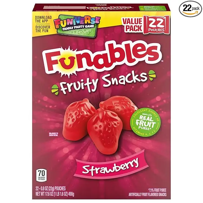 Funables Fruity Snacks, Mixed Berry, Flavored Snacks, Halloween Candy Variety Pack Trick-or-Treat Assortment, 0.8 oz 22 ct