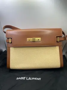Pre-owned Yves Saint Laurent YSL Saint Laurent Manhattan Caramel Canvas Patchwork Bag, 98% New, Code 21, Size: approx. 29 × 20 cm