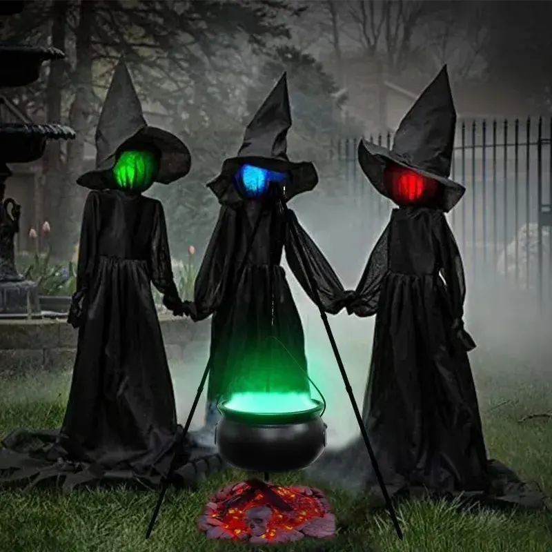 Halloween candy cauldron witch bucket black kettle plastic party prop bowl decoration large decorative kettle basket