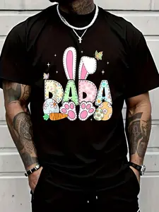 Men's T-Shirt Easter Bunny Dad Spring Egg Hunt Family Easter-themed T-Shirt Print T-Shirt Breathable, Sweat-absorbent, and Soft Suitable for Daily Commuting, Home, and Casual Wear 2026 New Year Party Streetwear Style T-Shirt