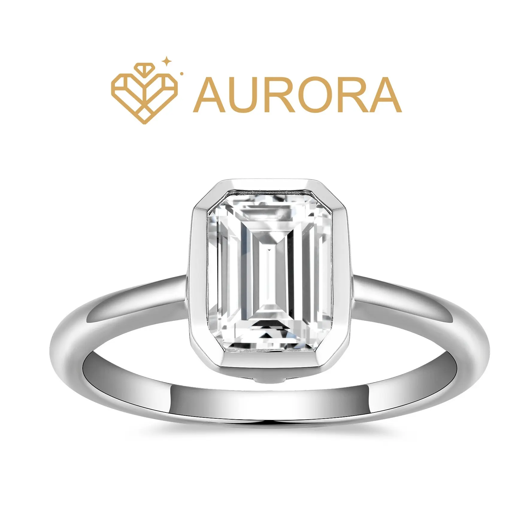 【#89 Verdant Elegance】925 Sterling Silver 2 Carat Synthetic Moissanite Emerald Cut Solitaire Engagement Ring, Anniversary Gift Jewelry, Emerald Cut Solitaire Ring, Engagement Rings