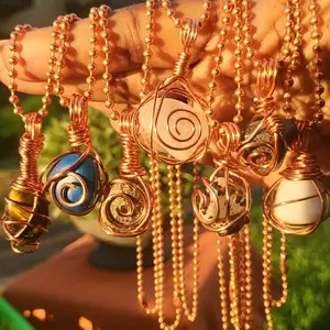 Crystal Necklace • Copper Wire Wrapped Necklace • Chunky Copper Ball Chain • 2.4mm 3.2mm 4.5mm 6.3mm 8mm Copper Chain Jewelry • Copper Necklace • Natural Healing