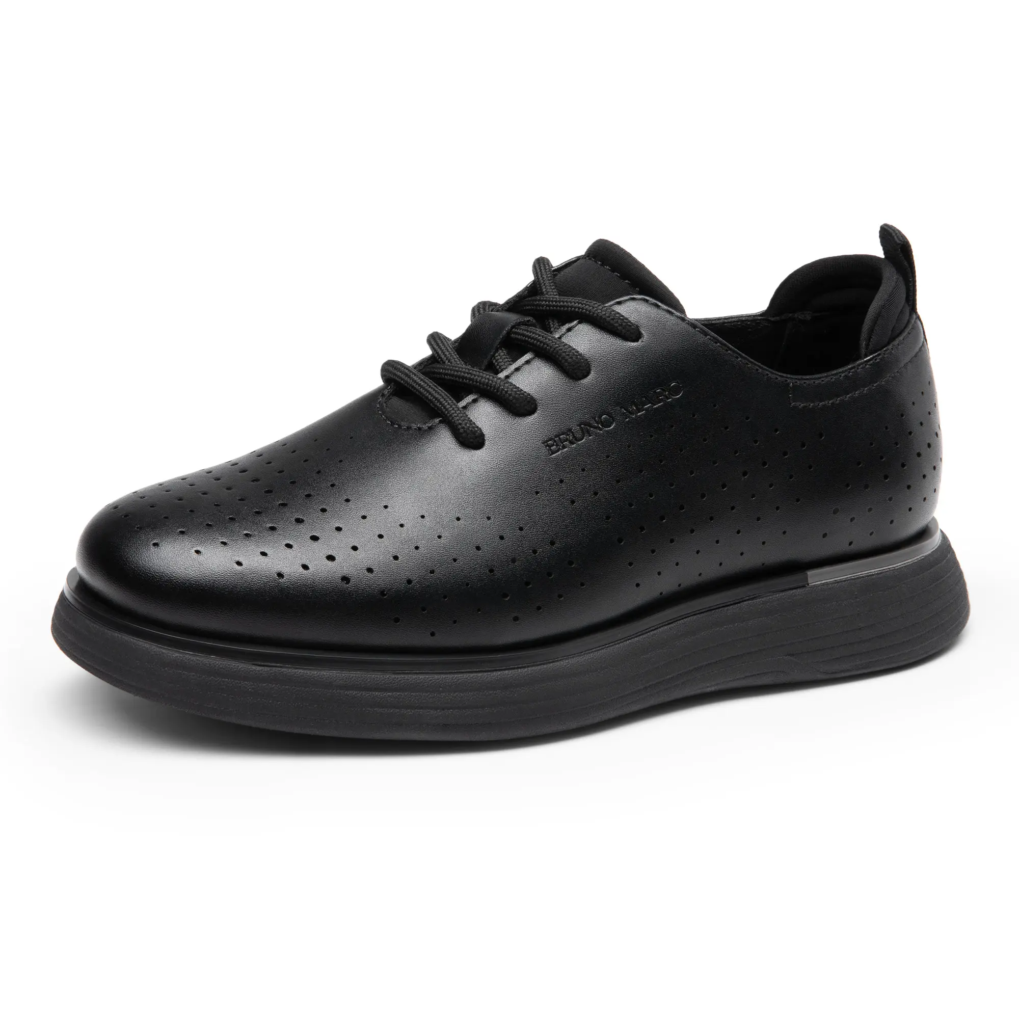 BRUNO MARC Boys' Closed-Toe Oxford Dress Sneakers - PU Faux Leather, Perforated Holes, Breathable, Cushioned Insole for School, Parties, Shoes, Fashion, Rubber, Junior, Wedding, Synthetic, Thick Eva Midsole Cushions, Perforations, Parties/School, Padded T