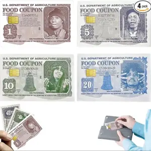 Food Coupon Design Debit Card Sticker, 4 Counts/set Funny Debit Card Skin Cover, Personalized Food Coupon Debit Card Sticker for Indoor & Outdoor