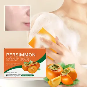 Persimmon Body Soap, 100g Handmade Body Care Cleanser for Men & Women, Natural Odor Control, Moisturizer, Hydrating, Gentle on Sensitive Skin for Daily Shower & Hand Washing, Body Wash, Cleansing