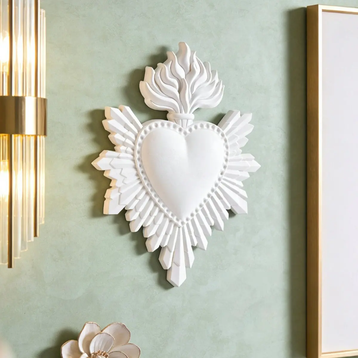Resin Flame Heart Shaped Handmade Ornament, Multi-Color Options, Home Wall Decor, Modern Decoration, Wall Hanging Ornament, Decorative Hanging Piece, Heart Design, Modern Wall Decor