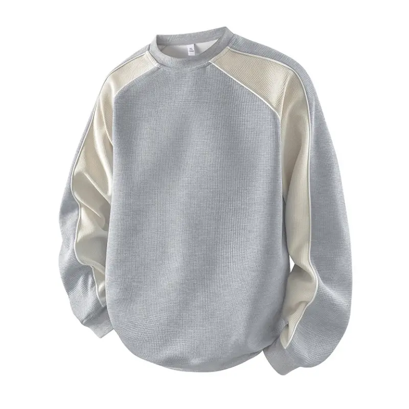 Color-block sweatshirt; men’s new autumn sports top; casual base layer; trendy crewneck sweatshirt; polyester fiber fabric; men’s spring patchwork loose long-sleeve sweatshirt with a segmented design; suitable for everyday wear; #fathersdaygift#SummerWins